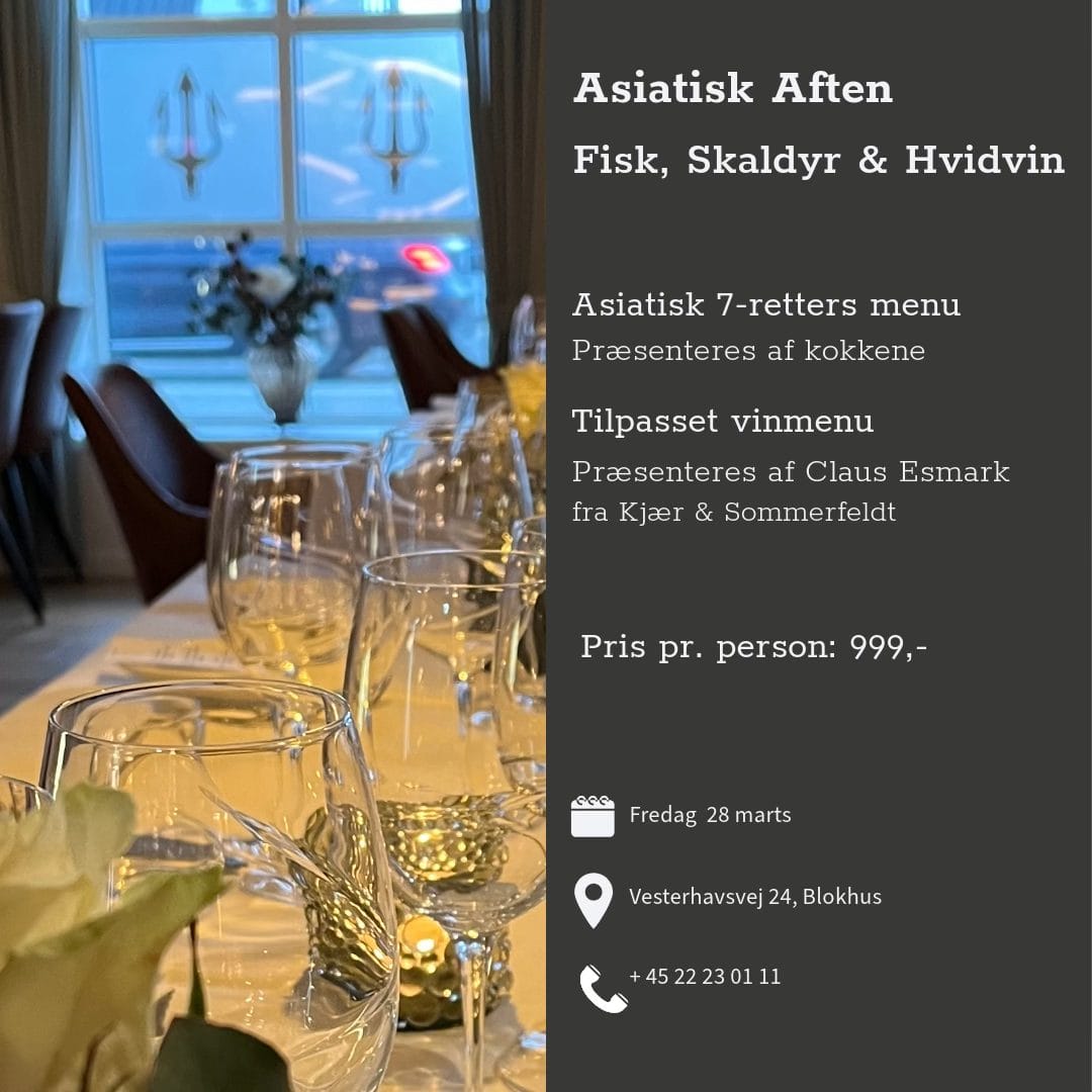 Asiatisk aften med fisk, skaldyr og hvidvin i Blokhus